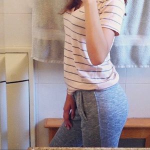 Gray sweatpants joggers drawstring